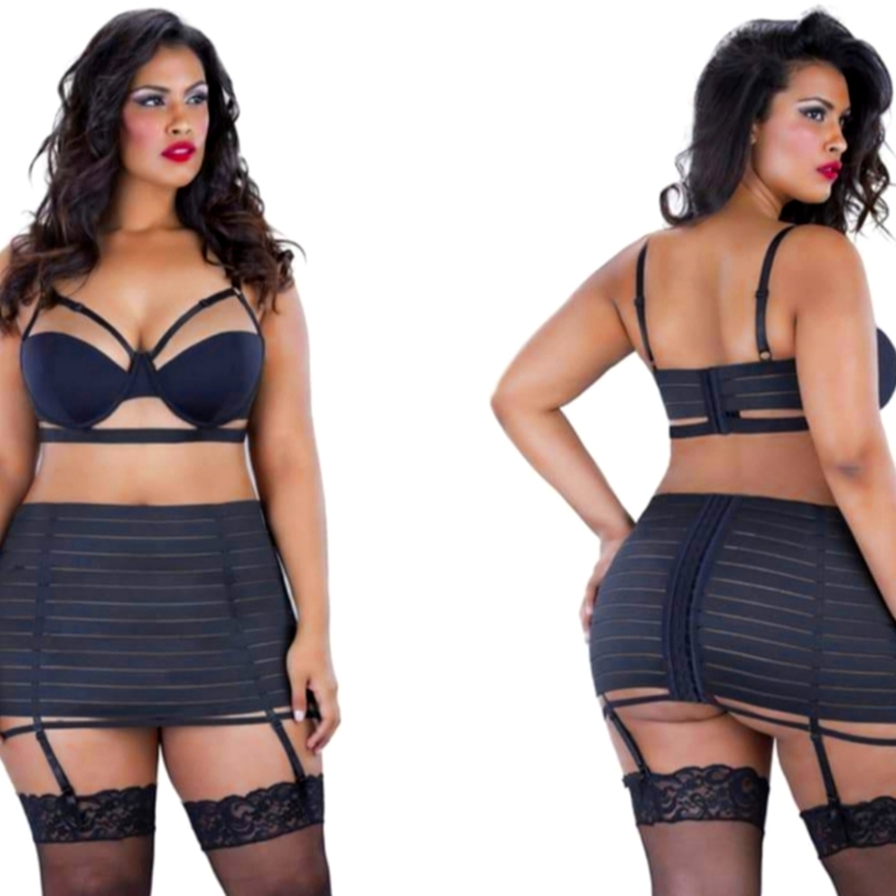 Oh La La Cheri Bandage Garter Skirt And Bea Set Lingerie